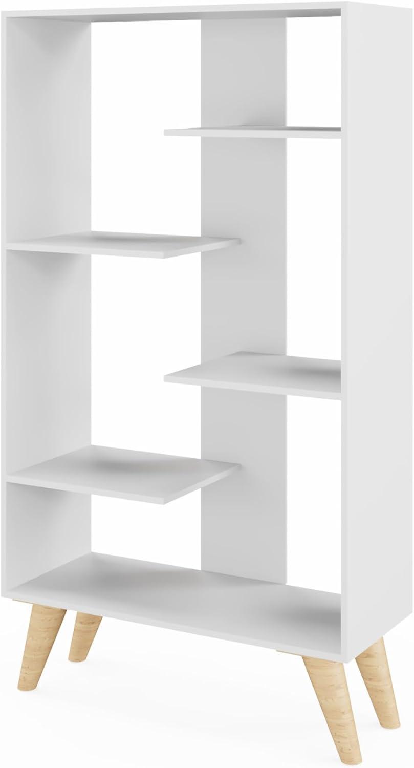 Boahaus LLC Boahaus Lund Bookcase, Wood Legs, Modern Style, 05 Shelves, Ideal for Any Place Home