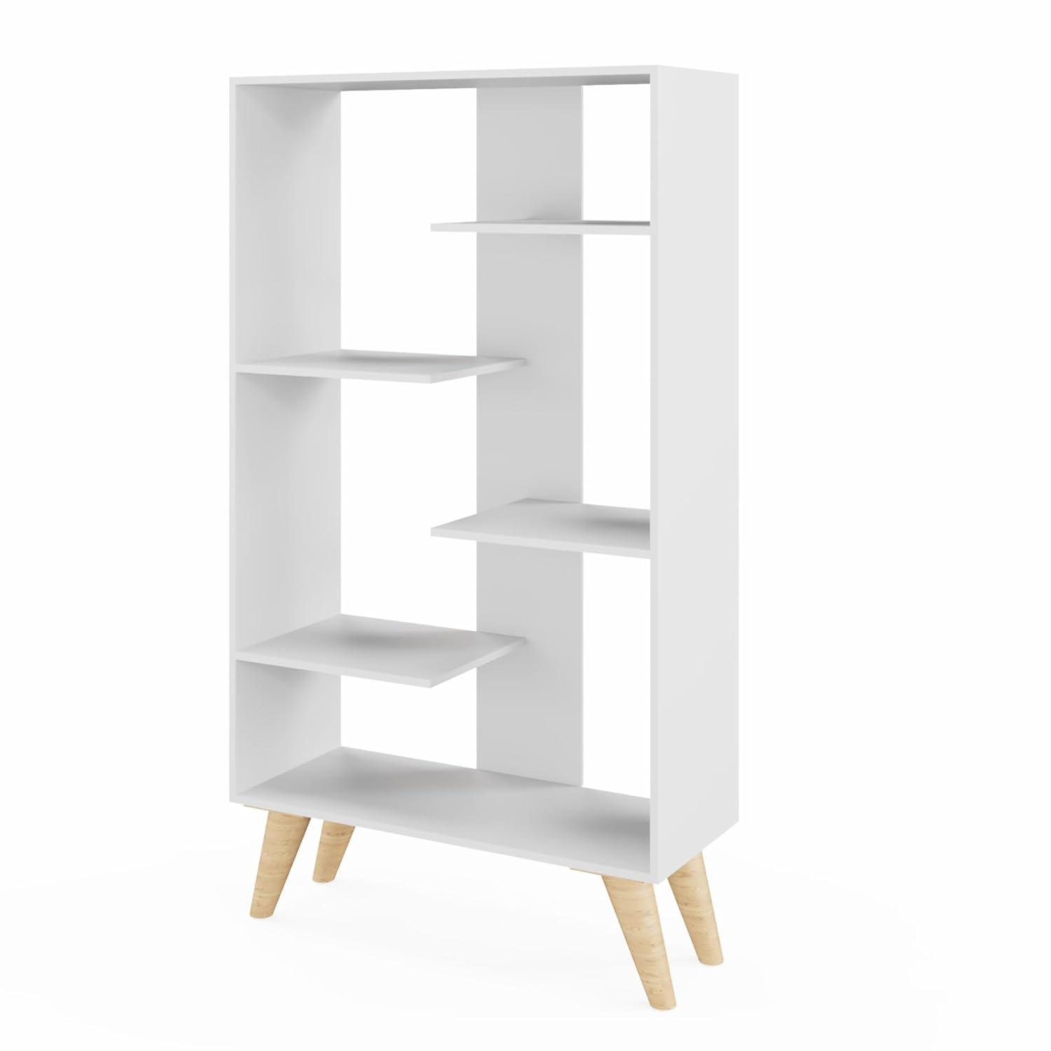 Boahaus LLC Boahaus Lund Bookcase, Wood Legs, Modern Style, 05 Shelves, Ideal for Any Place Home