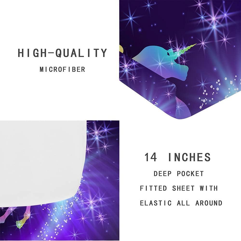 Queen 3-Piece Multicolor Microfiber Unicorn Bedding Set