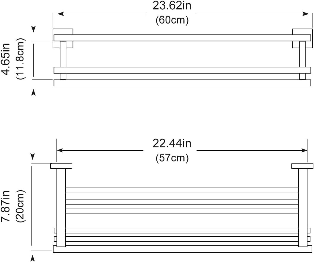 24-Inch Polished Chrome Double Towel Rack with Shelf