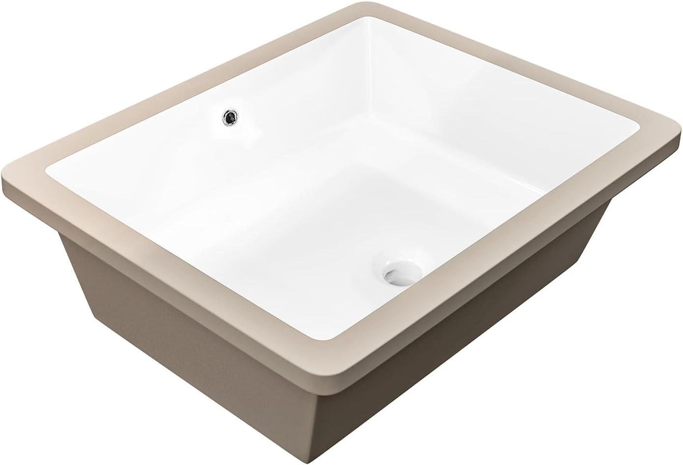 Sinber 19.9'' Ceramic Rectangular Bathroom Sink with Overflow