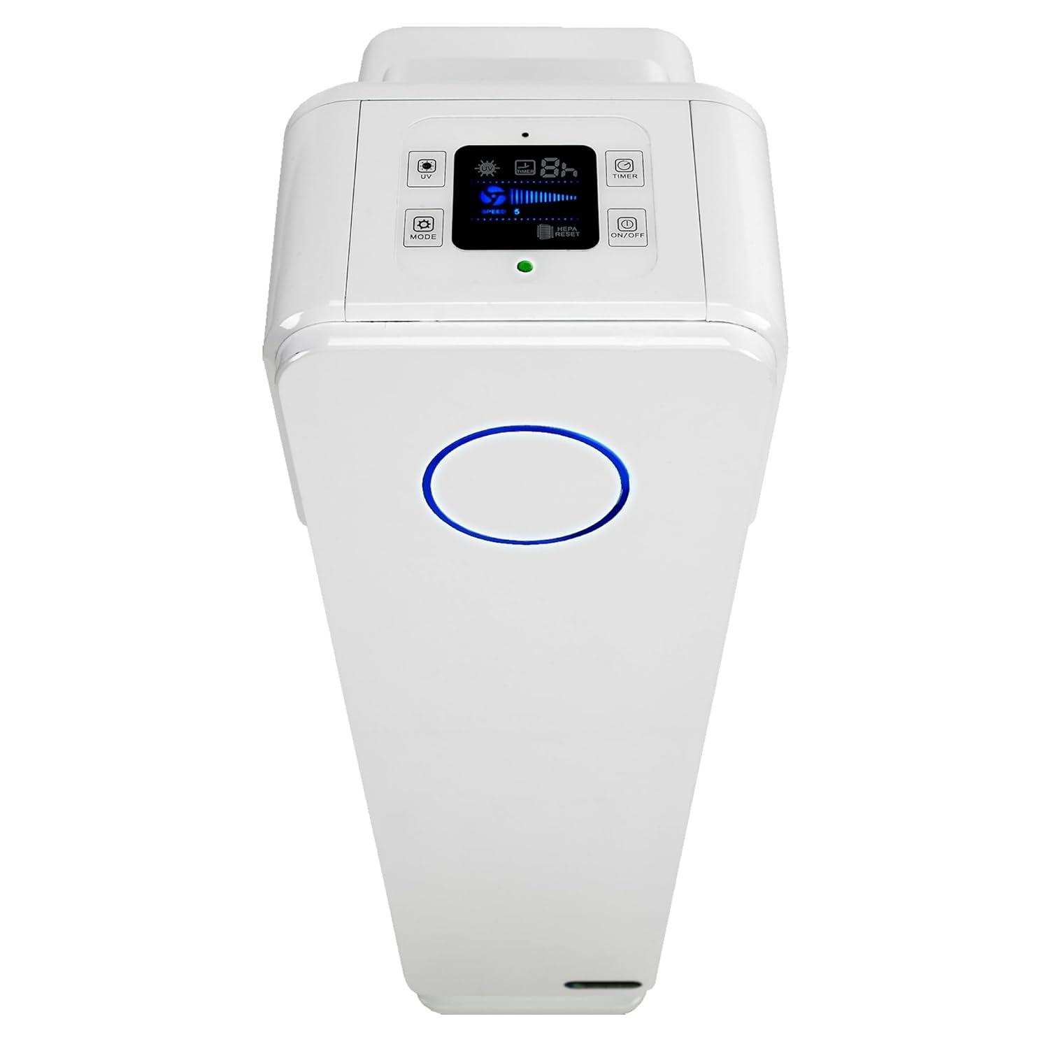 GermGuardian 5-In-1 HEPA Air Purifier for Home, Pet Air Purifier with HEPA Air Filter & UV-C Light, AC4300BPTCA, 743 Sq. Ft., 22'' Tower, Black