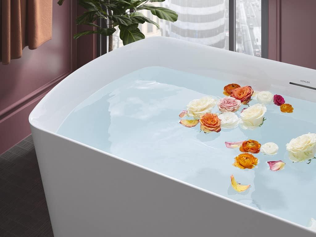 Kohler K-26079 Irvine 59" x 29-1/2" Acrylic Soaking Tub with Center Drain, Drain Assembly, and Integrated Overflow - White