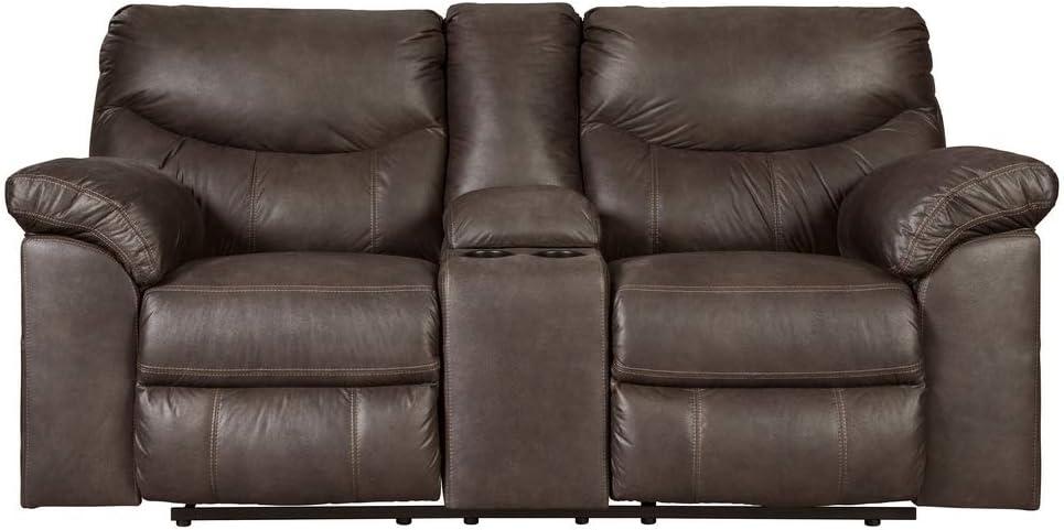 Signature Design by Ashley Boxberg Double Recliner Loveseat with Console, Teak