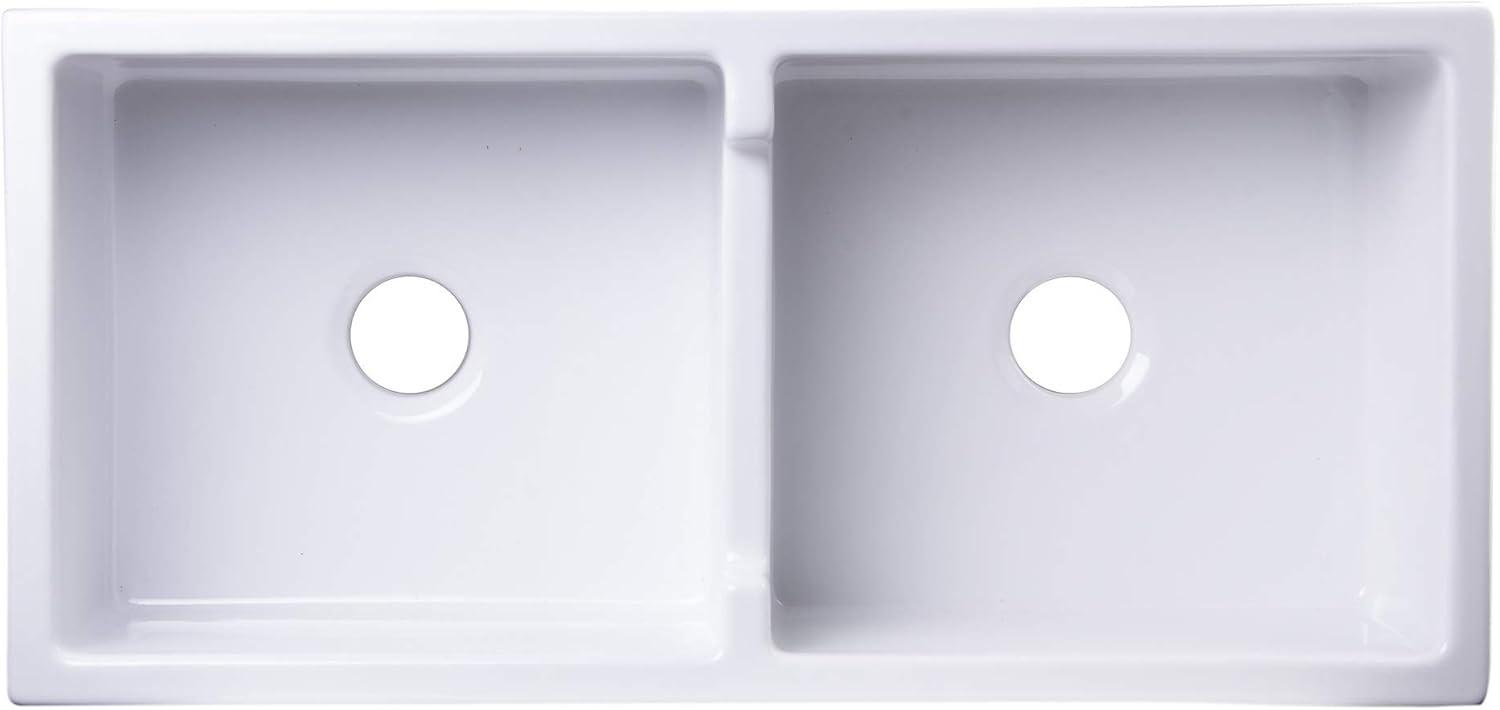 39.5'' L Farmhouse / Apron Double Bowl Fireclay Kitchen Sink