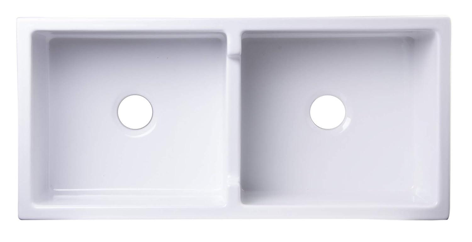 39.5'' L Farmhouse / Apron Double Bowl Fireclay Kitchen Sink