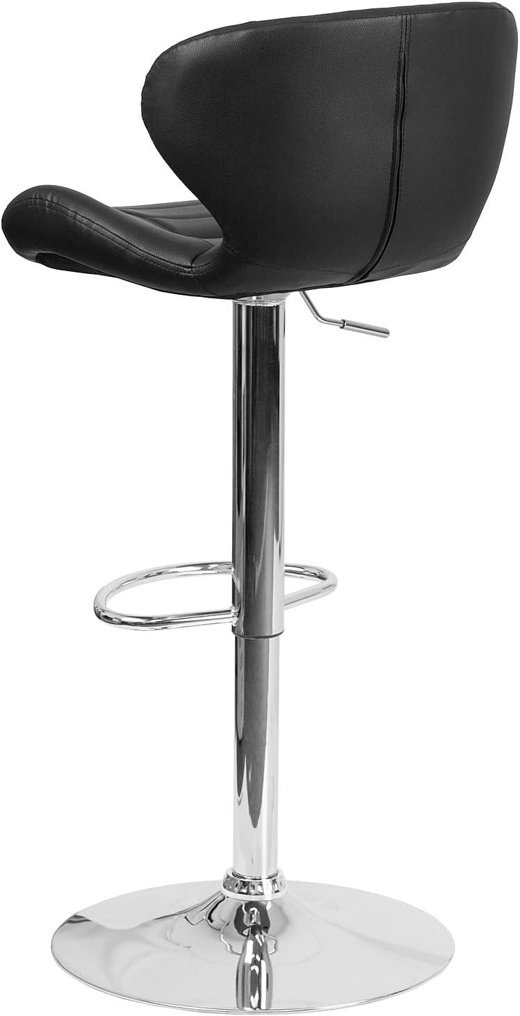 Flash Furniture Contemporary Orange Vinyl Adjustable Height Barstool with Curved Back and Chrome Base