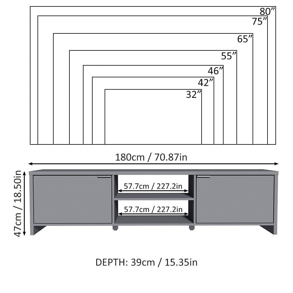 Ebern Designs TV Stand Large Media Console with Cable Management for 65, 75 Inch Media Storage Gaming Living Room Entertainment Center Modern Wooden Television Cabinet