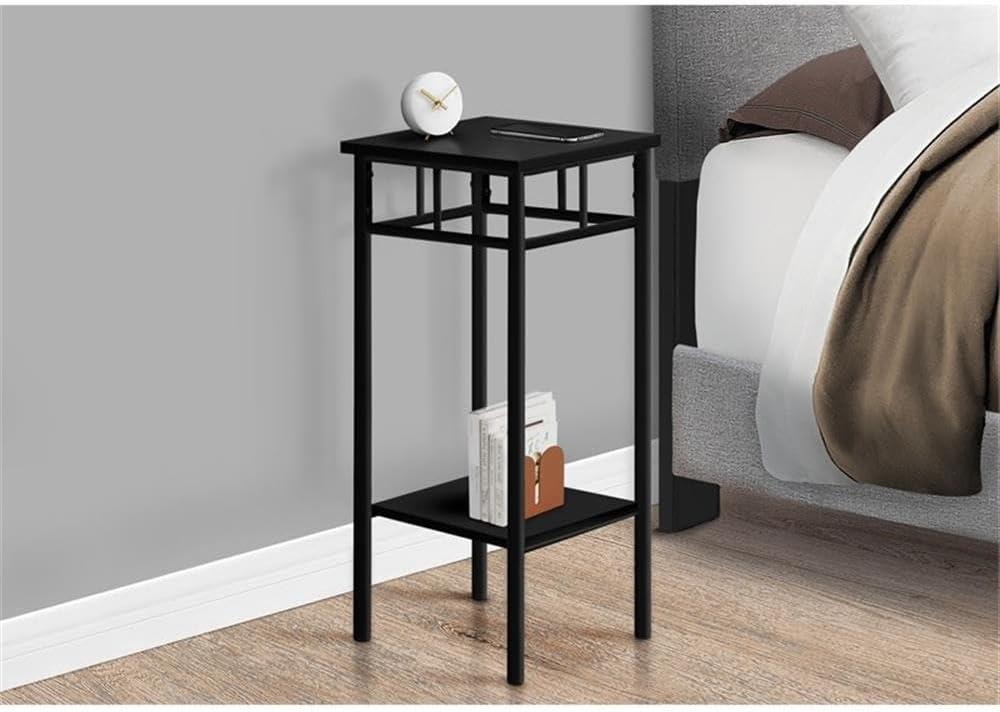 Accent Table Side End Plant Stand Square Living Room Bedroom Metal Black