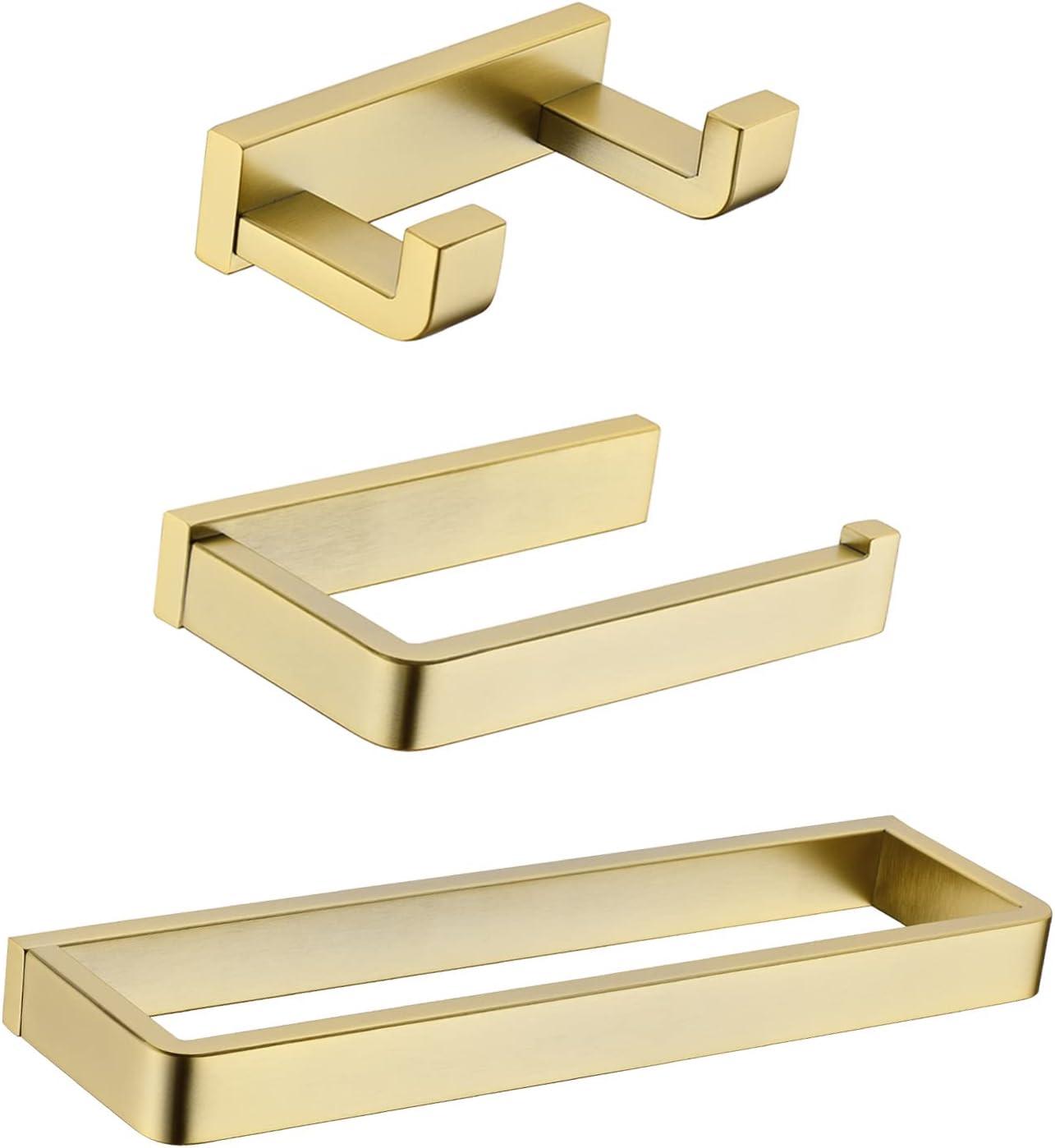 Brushed Gold Stainless Steel 3-Piece Bathroom Hardware Set