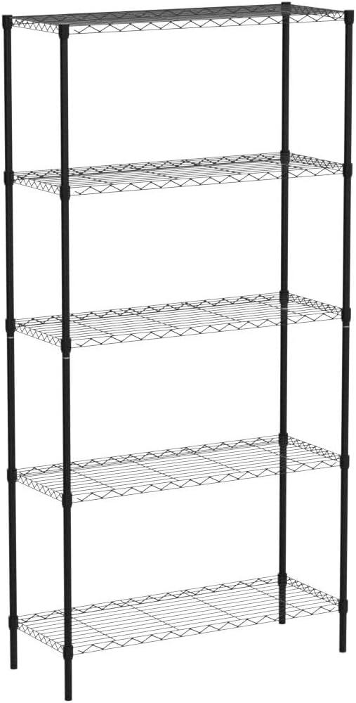 NiamVelo 5-Tier Wire Storage Shelves, Black