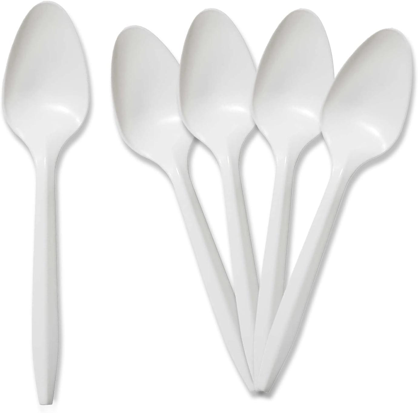 PAMI Disposable Teaspoons Medium Weight Coffee Spoons Plastic Utensils, 400-Pack