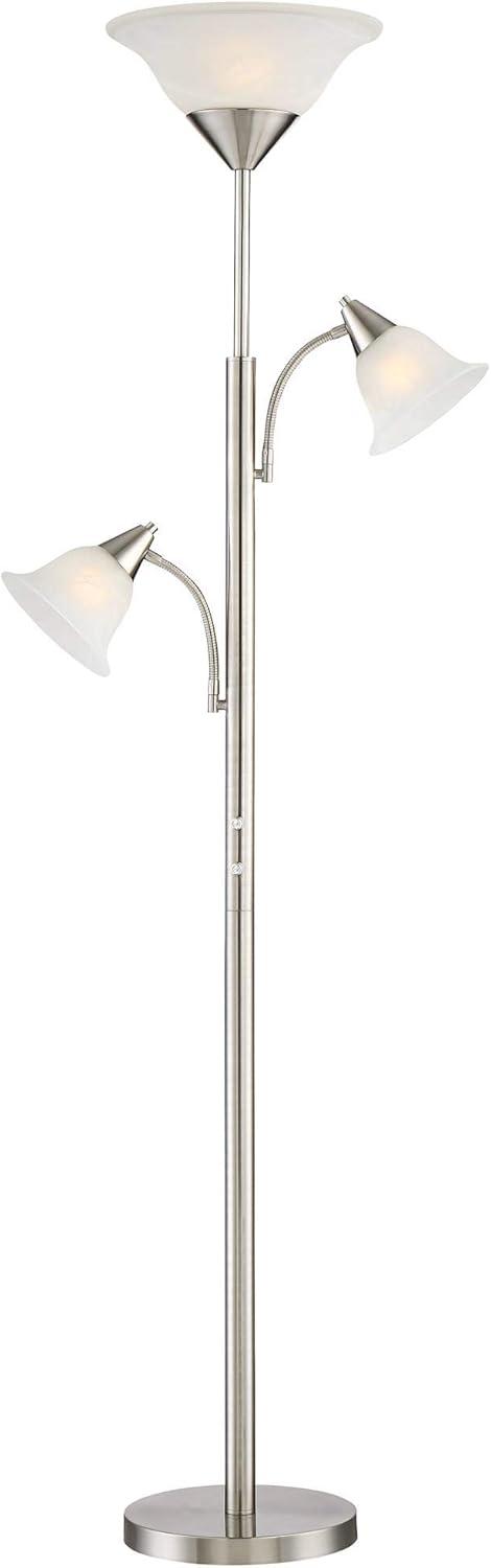 360 Lighting Jordan Modern Torchiere Floor Lamp with Side Lights 71 1/2" Tall Brushed Nickel Alabaster Glass Shade for Living Room Reading Bedroom