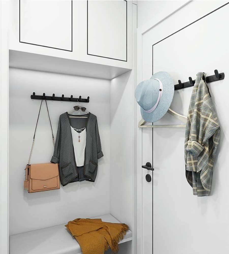 Wall Mounted Coat Racks with 6 Hooks Hanging Holder Towel Rack 21.7"x1.3" Modern Black Hanging for Clothes Entryway Bathroom (6 Hooks(2 Packs))