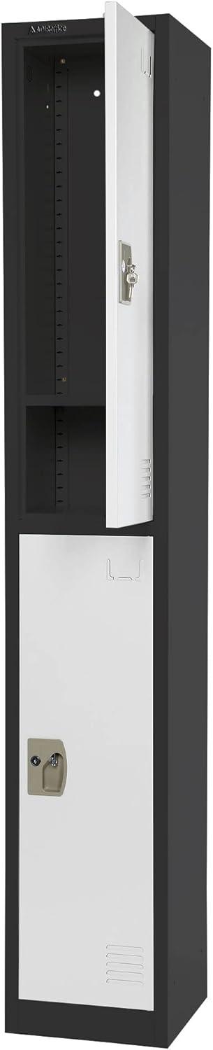 Black and White Steel Office Locker with Adjustable Shelving