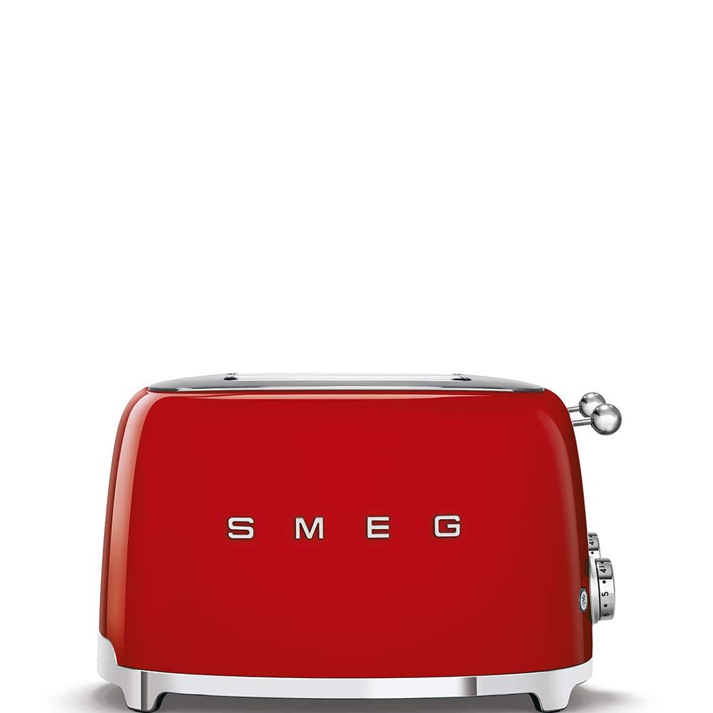 Smeg 50's Style Retro Aesthetic 4 Slice Toaster 6 Presets Extra Wide Slots Red TSF03RDUS