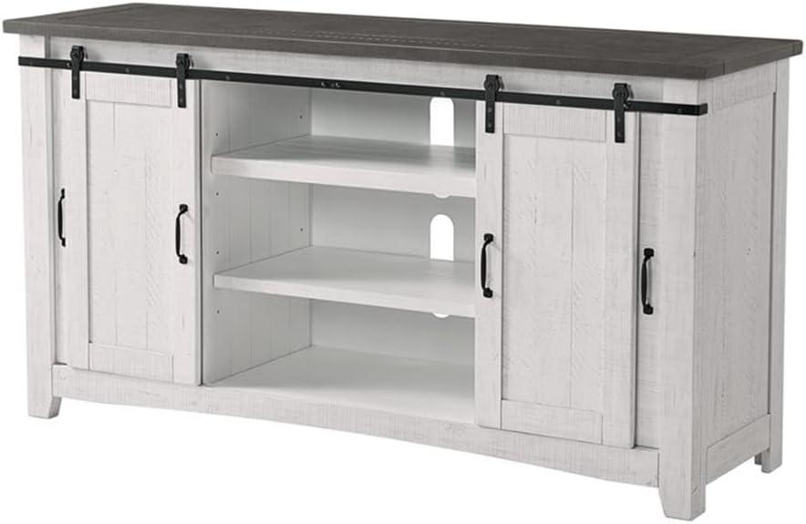 Martin Svensson Home Hampton Solid Wood TV Stand White Stain with Grey Stain Top