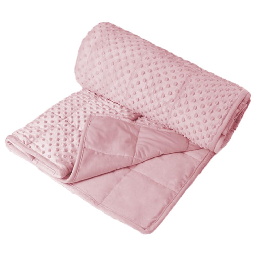ALANSMA Weighted Blanket for All Season, Luxury Velvet, Warm and Cool, Adult Kids Reversible 15Lb Weighted Blanket, Enjoy Sleeping Anywhere(Pink,60"x80" 15lbs)