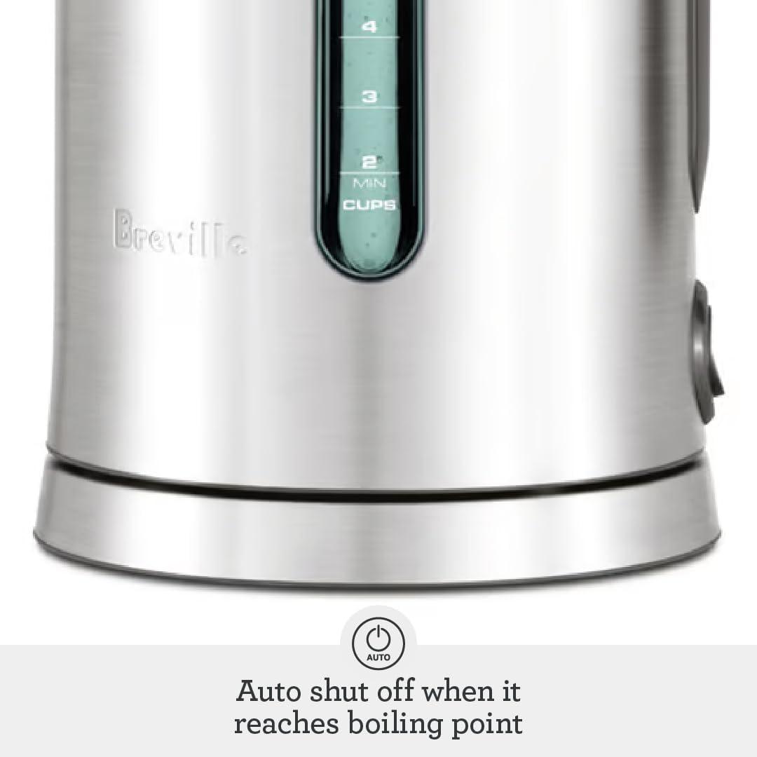 Breville 57oz Soft Top Pure Kettle Brushed Stainless Steel: Electric Water Boiler, BPA-Free, Automatic Shut-Off, 1.7L Capacity