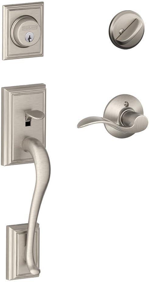 SCHLAGE Addison Single Cylinder Handleset and Right Hand Accent Lever, Satin Nickel (F60 ADD 619 Acc RH)