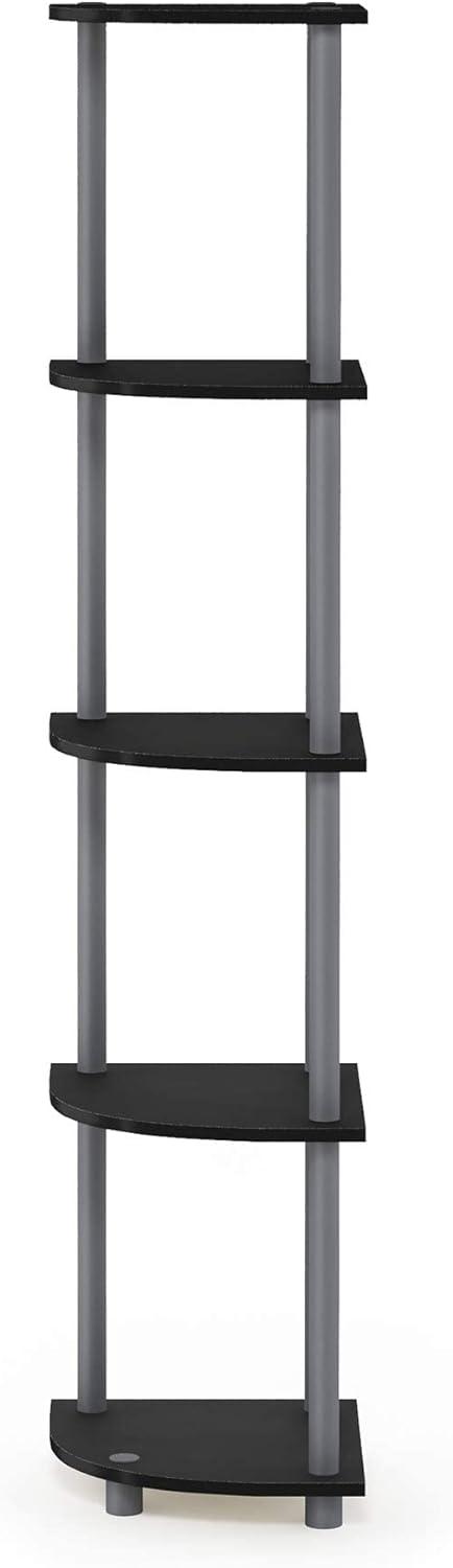 Sleek 5-Tier Black & Grey Corner Shelving Unit for Versatile Storage