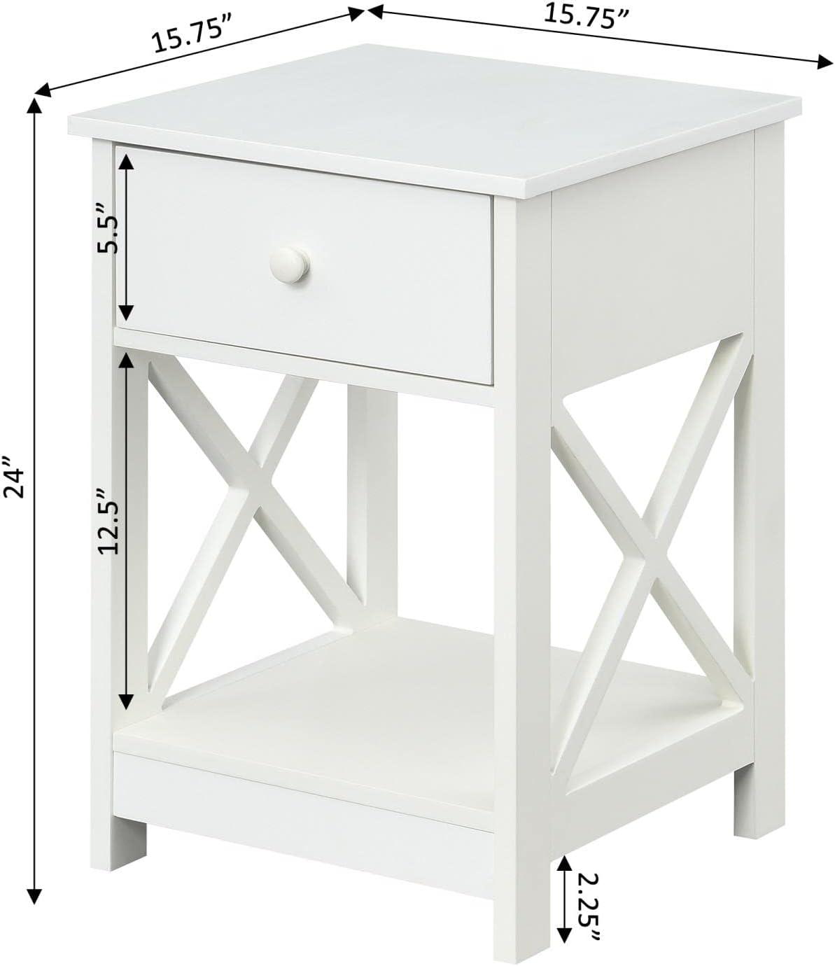 Oxford 1 Drawer End Table, White