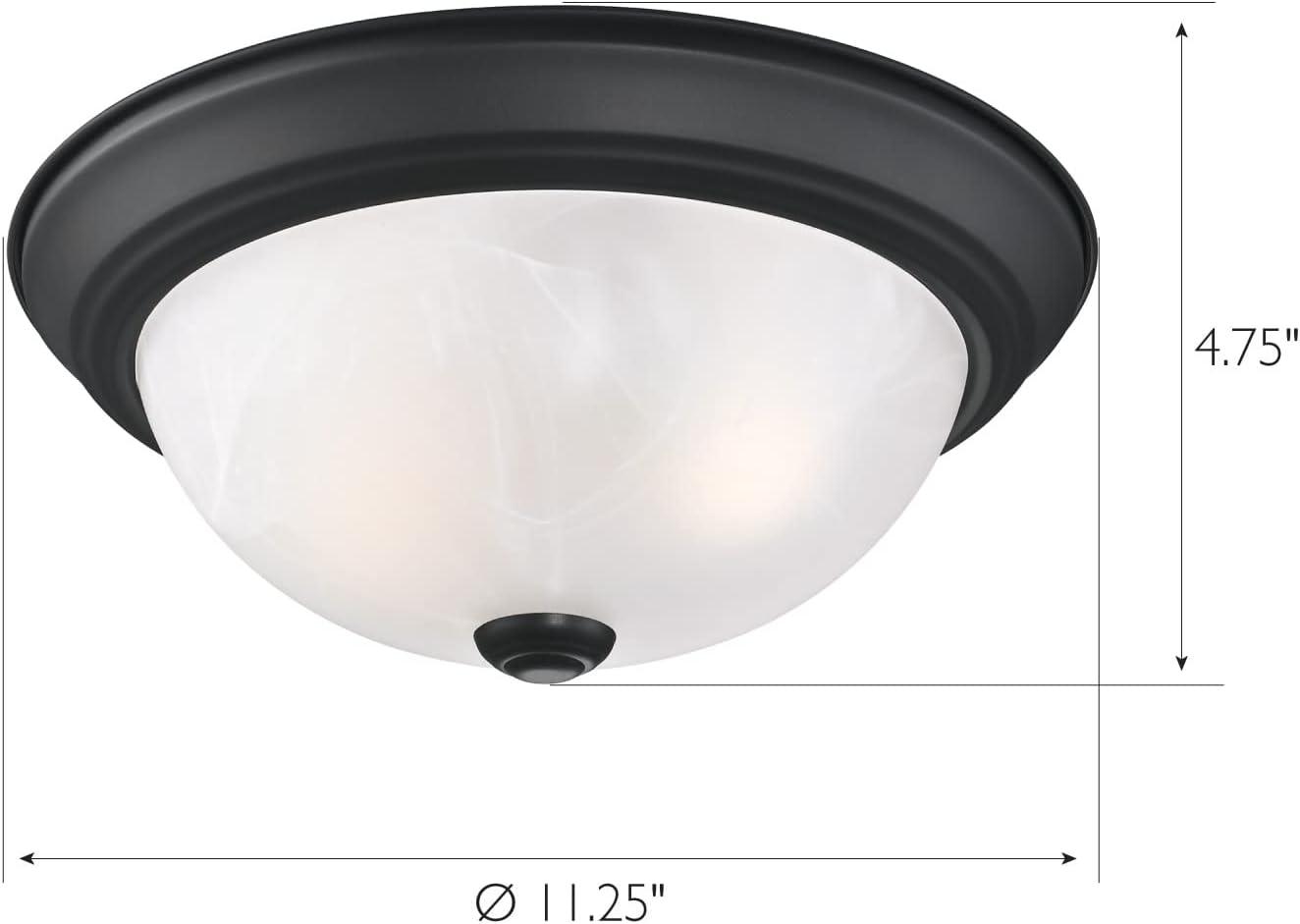 Design House 588251 Traditional 2 Pack 2-Light Indoor Dimmable Ceiling Light with Alabaster Glass for Bedroom Hallway Kitchen Dining Room, Matte Black