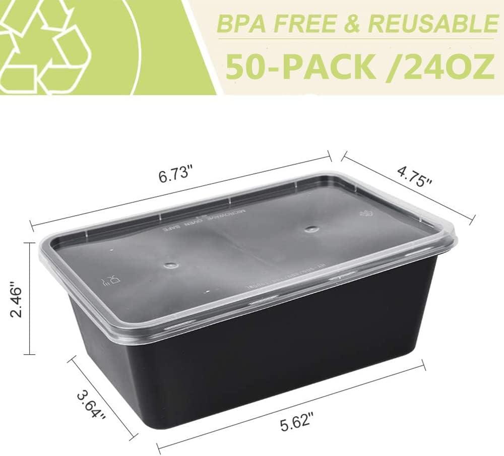 Black 26 oz BPA-Free Reusable Meal Prep Containers Set