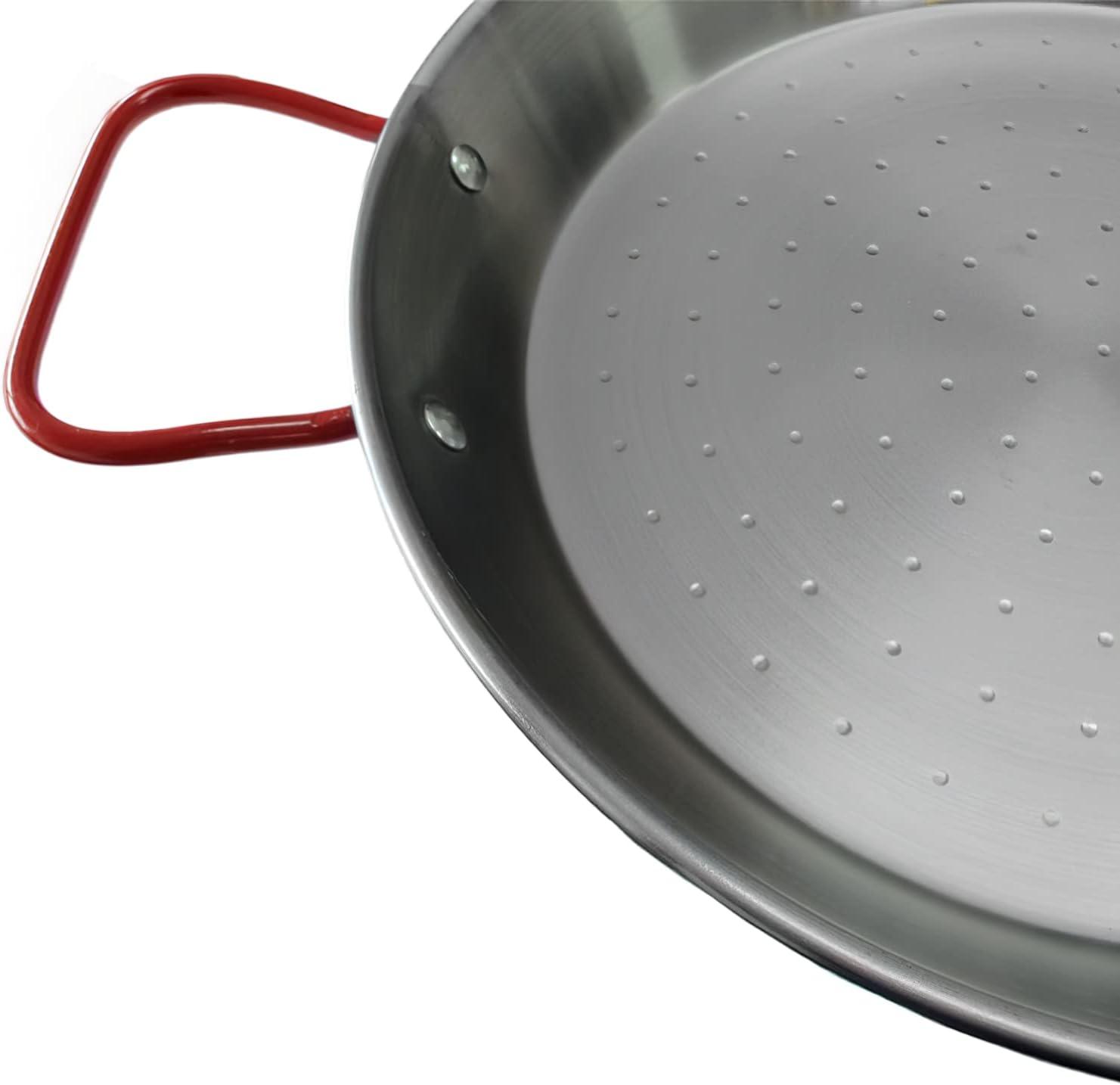 11-Inch Carbon Steel Paella Pan with Red Handles