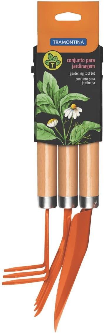 Tramontina 3 Piece Garden Set, Wood Handles, Plastic Packaging