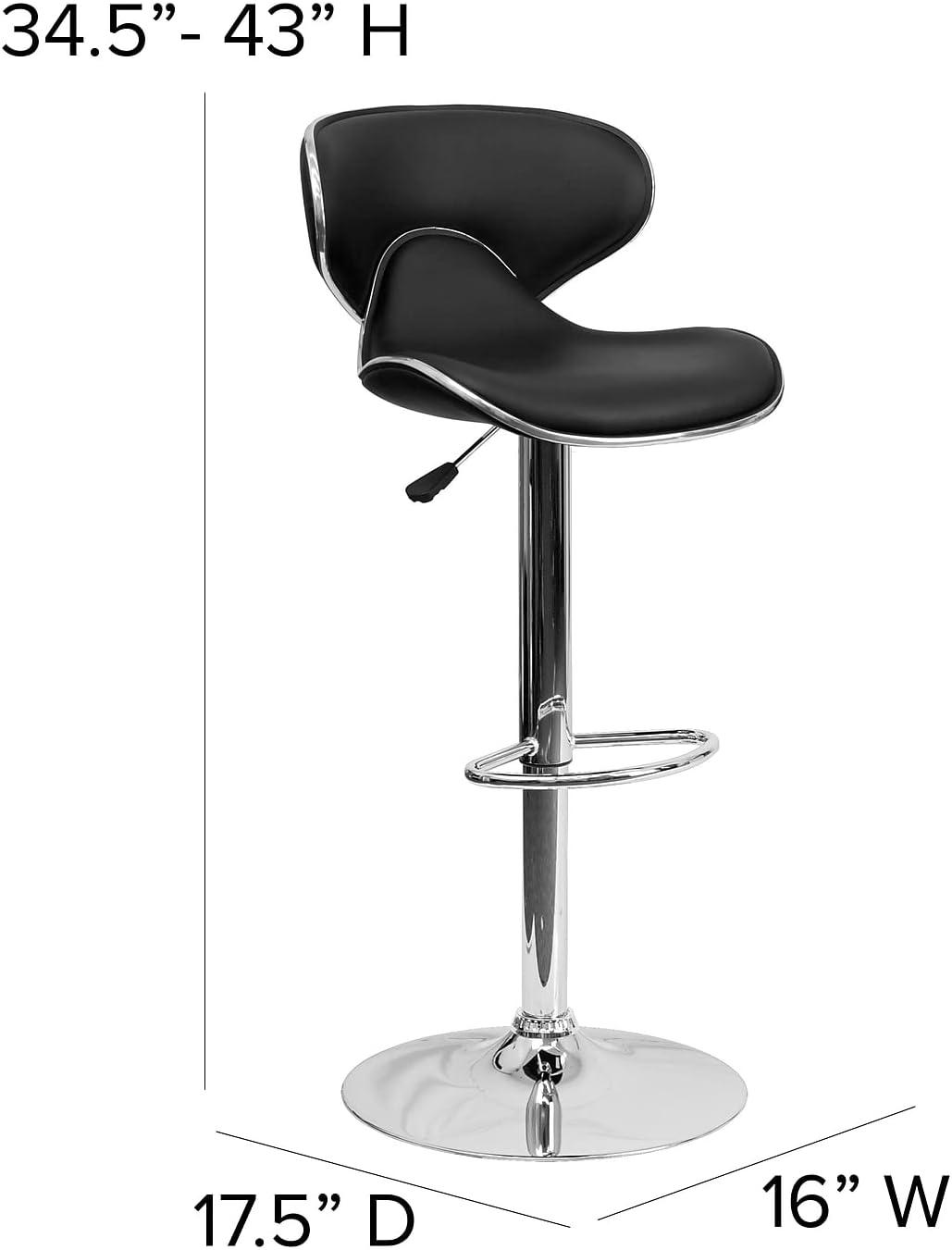 Flash Furniture Contemporary Cozy Mid-Back Vinyl Adjustable Height Barstool with Chrome Base