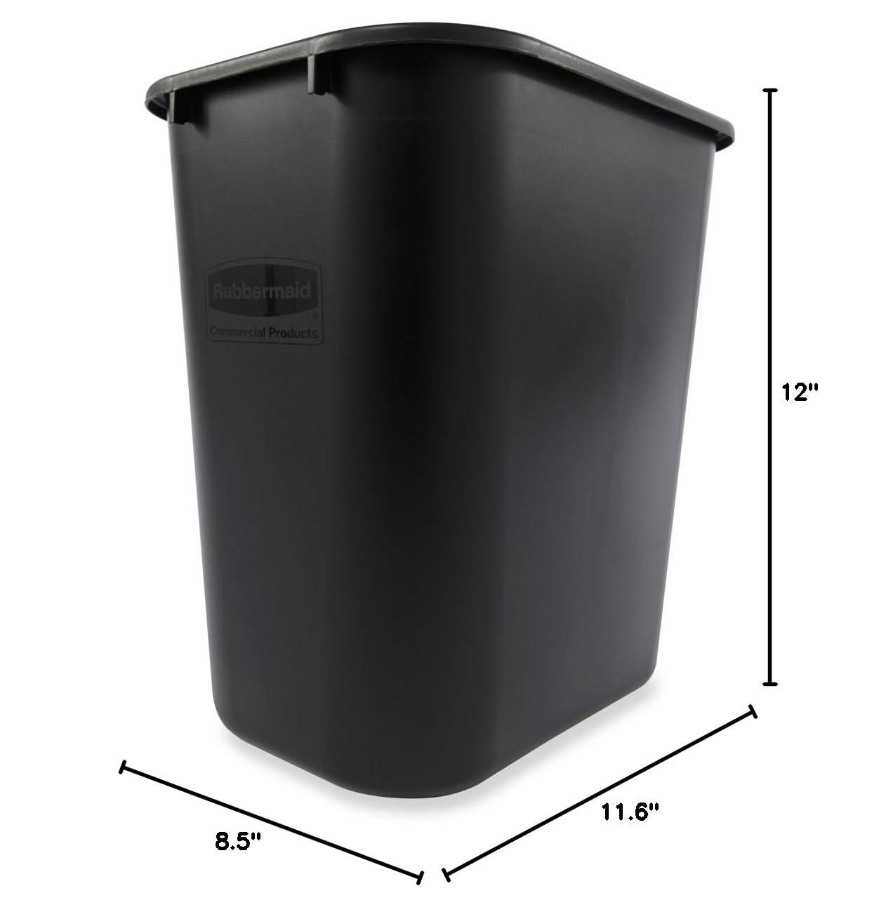 Black Rectangular Plastic Office Wastebasket