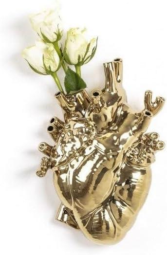 Gold Heart-Shaped Porcelain Bud Vase, 25 cm