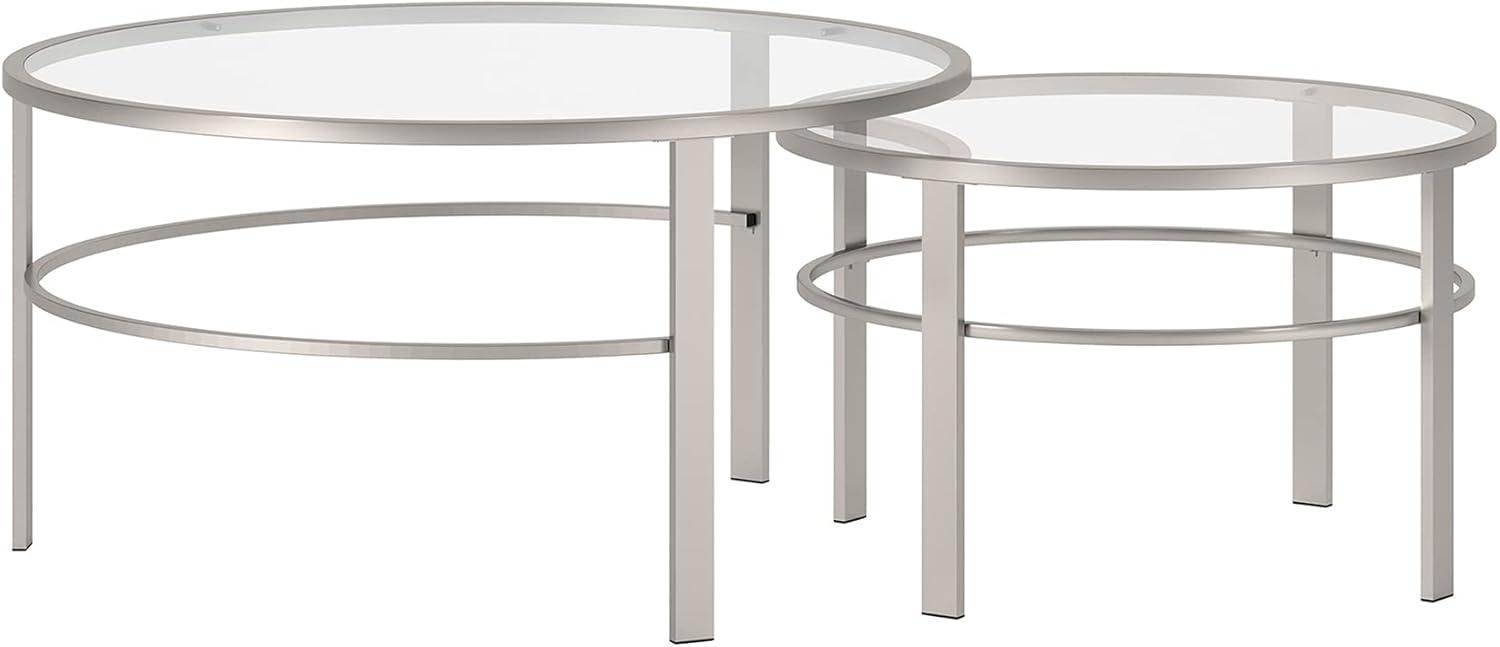 Evelyn&Zoe Gaia Round Nested Coffee Table, Satin Nickel