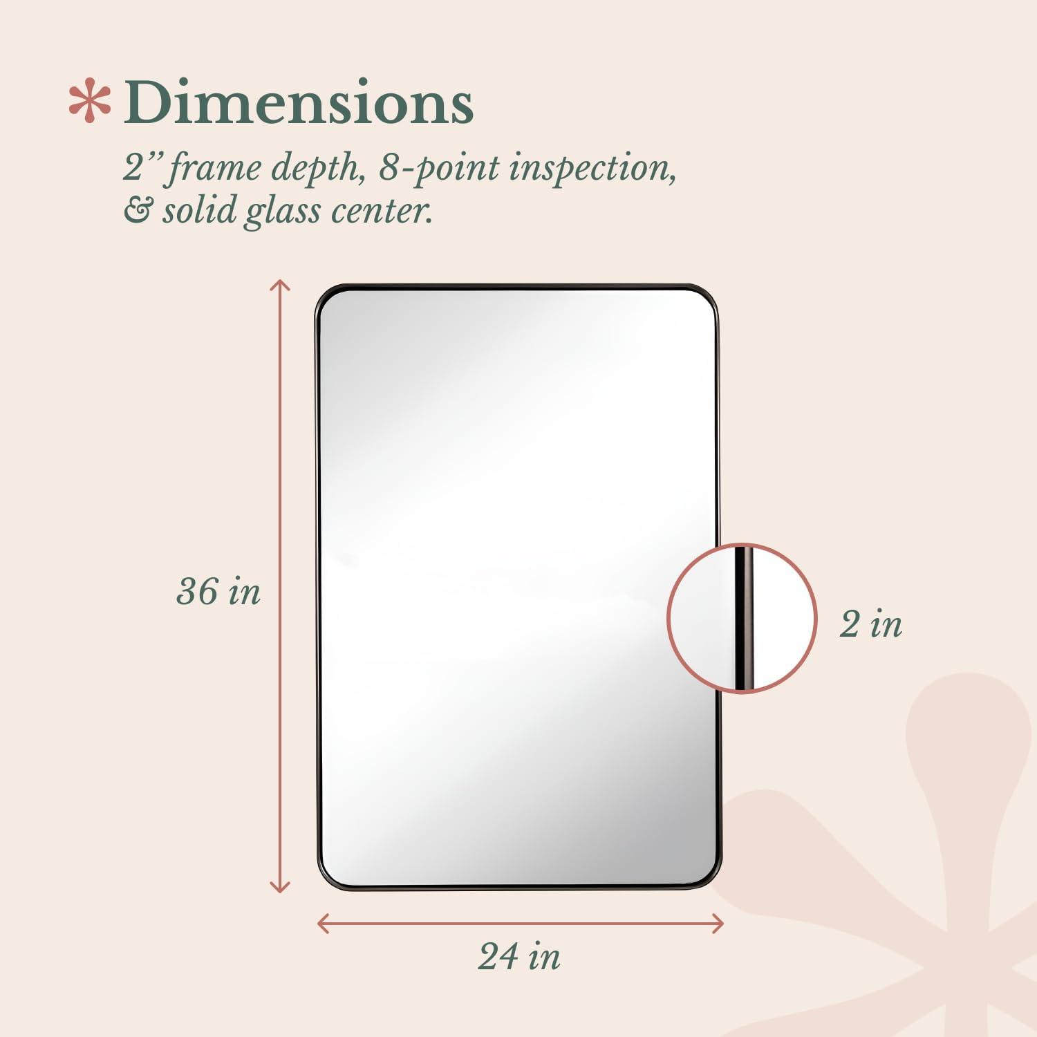 Hamilton Hills 24" x 36" Contemporary Metal Silver Framed Polished Rectangular Wall Mirror