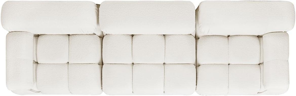 Marcel 109.5" Bubble Modular Modern 3-Piece Sofa, Ivory White Boucle