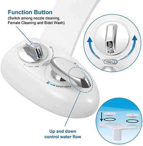 iMountek "Cold Water Spray Bidet with Self-Cleaning Dual Nozzle & Feminine Wash – Non-Electric Toilet Seat" White
