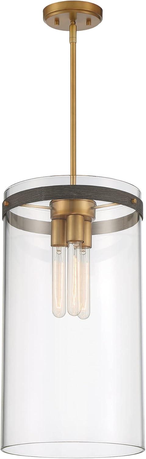 Reflecta Old Satin Brass 3-Light Pendant with Clear Glass