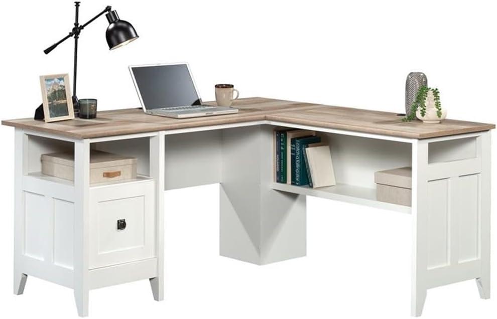 August Hill L-Shaped Home Office Desk Soft White - Sauder