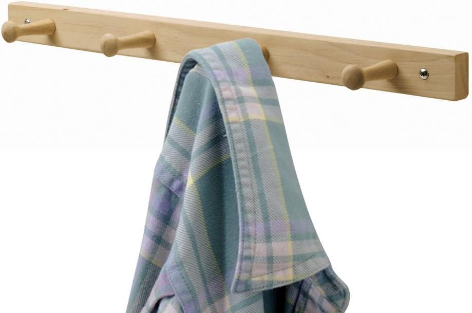 Natural Jumbo 4-Peg Wall Mounted Coat Rack