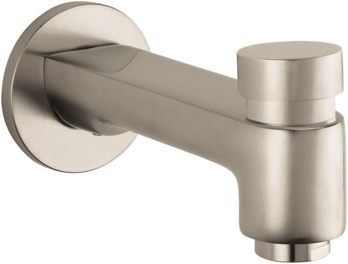 Elegant Modern Brushed Nickel Wall Mounted Tub Spout with Diverter