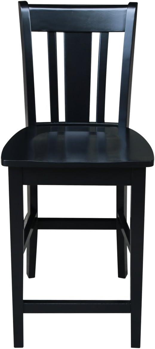 24" San Remo Counter Height Barstool Black - International Concepts: Solid Wood, Traditional Square Design, Durable Parawood
