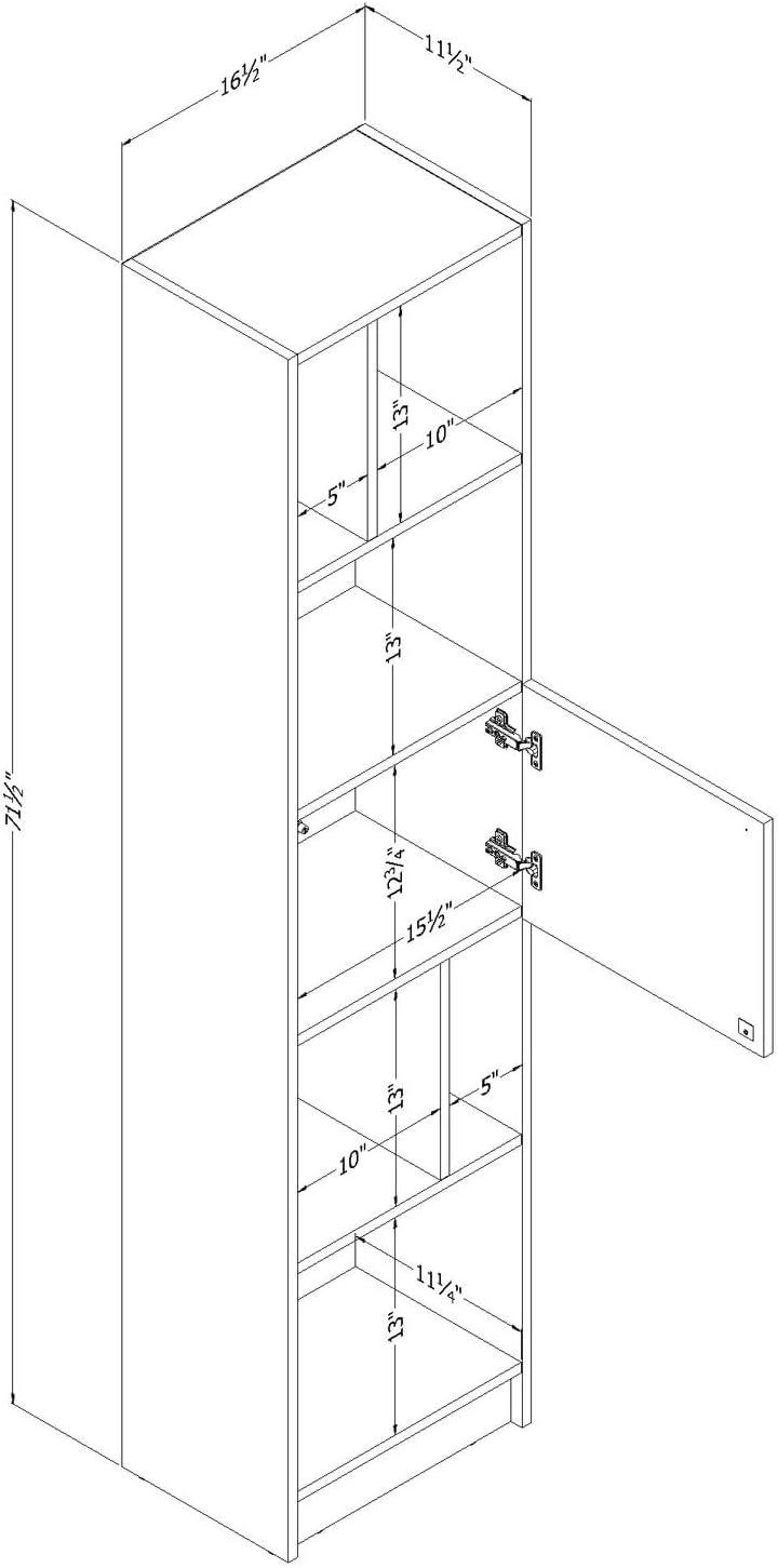 Liora Narrow 5-Shelf Narrow Bookcase