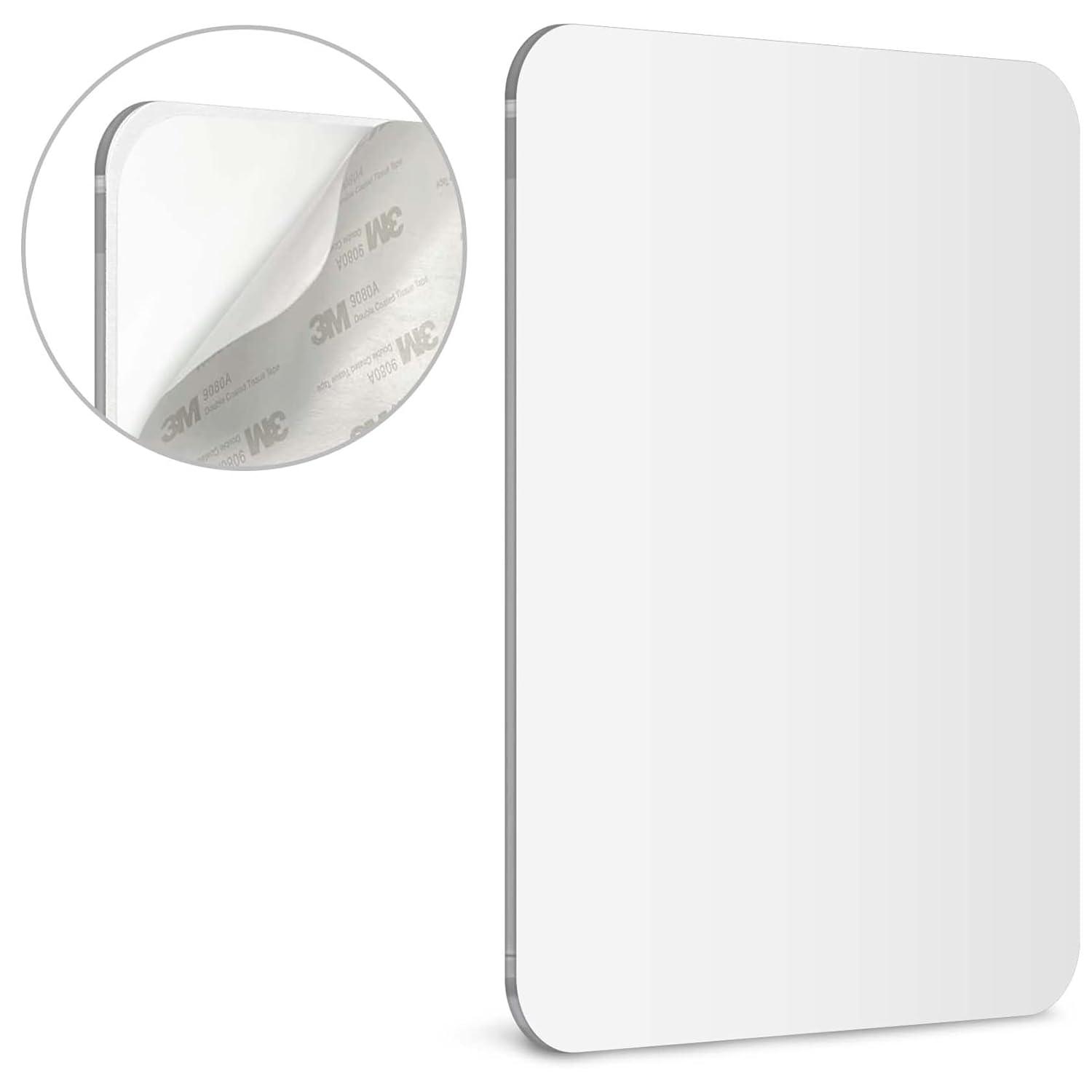 Mavoro Shaving Mirror for Shower - 3M Adhesive Shower Mirror. 7x9in Acrylic Mirror - Unbreakable Mirror with Less Fogging. Sleek Frameless Mirror. Peel and Stick Mirror, Glassless Safety Kids Mirror