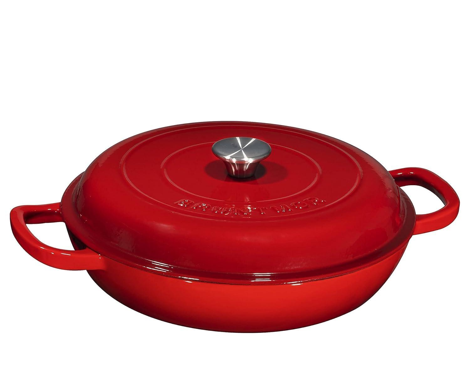 Bruntmor 121oz Qt - Enameled Cast Iron Dutch Oven With Handles and Lid | Cast Iron Skillet with Non-Stick Coating, Marine Blue