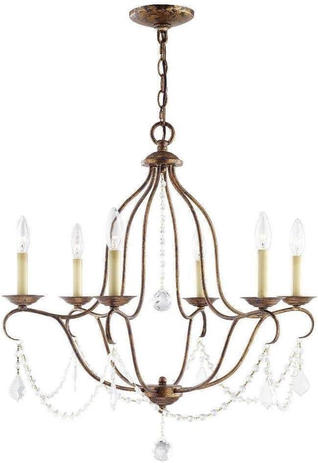 Venetian Golden Bronze 6-Light Crystal Chandelier