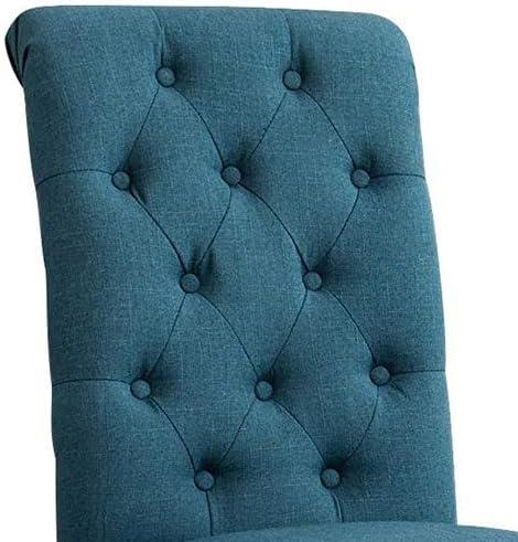 Roundhill Furniture Habit Blue Solid Wood Tufted Parsons Dining Chair ,Set of 2