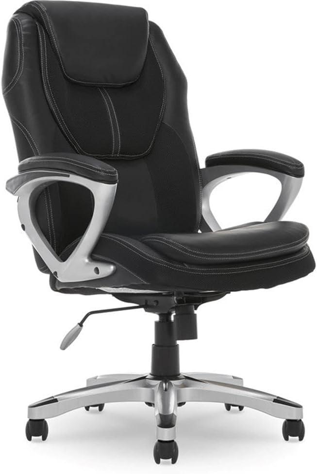 Iridescent Silver High-Back Executive Office Chair with Black Mesh