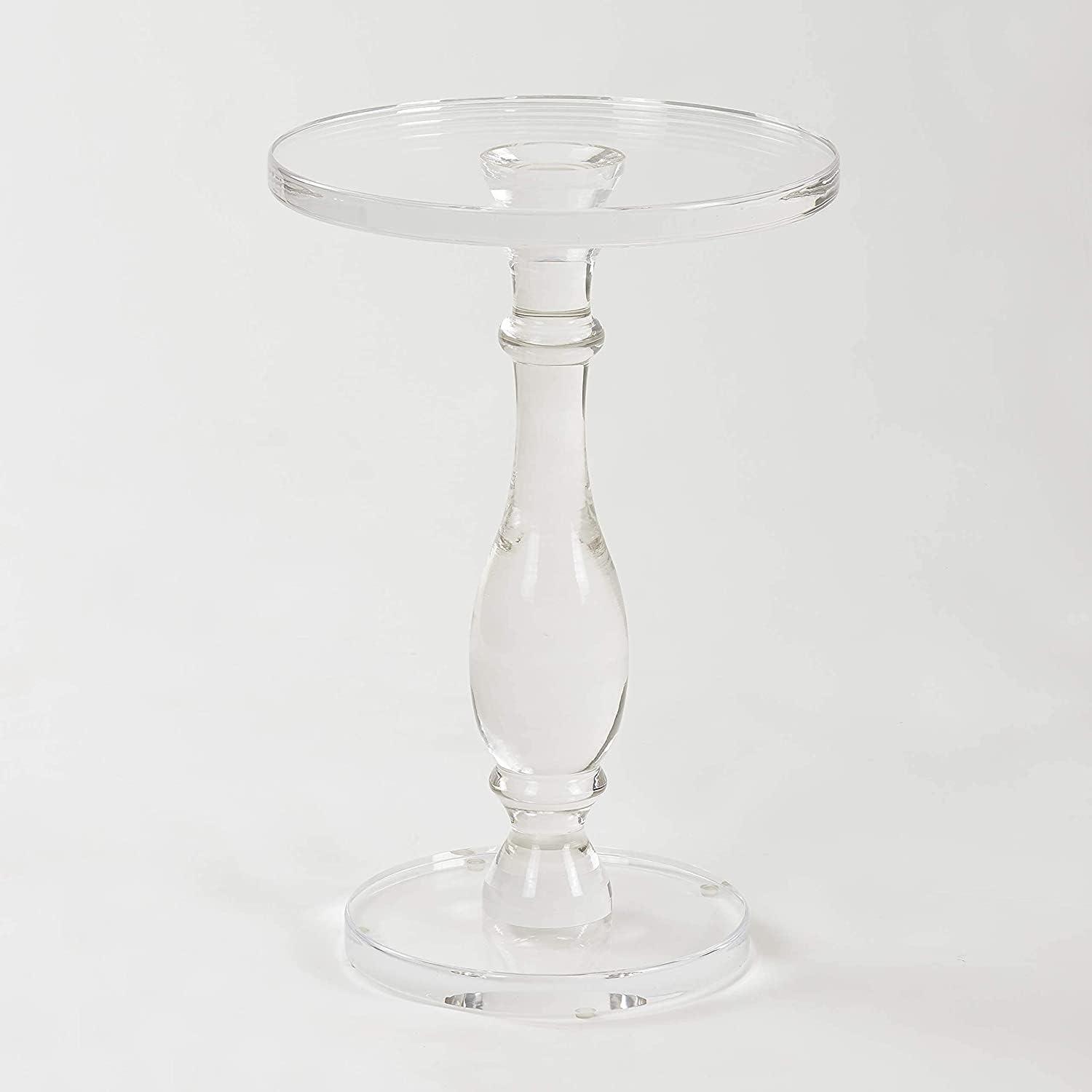 Clear Acrylic Round End Table with Solid Post