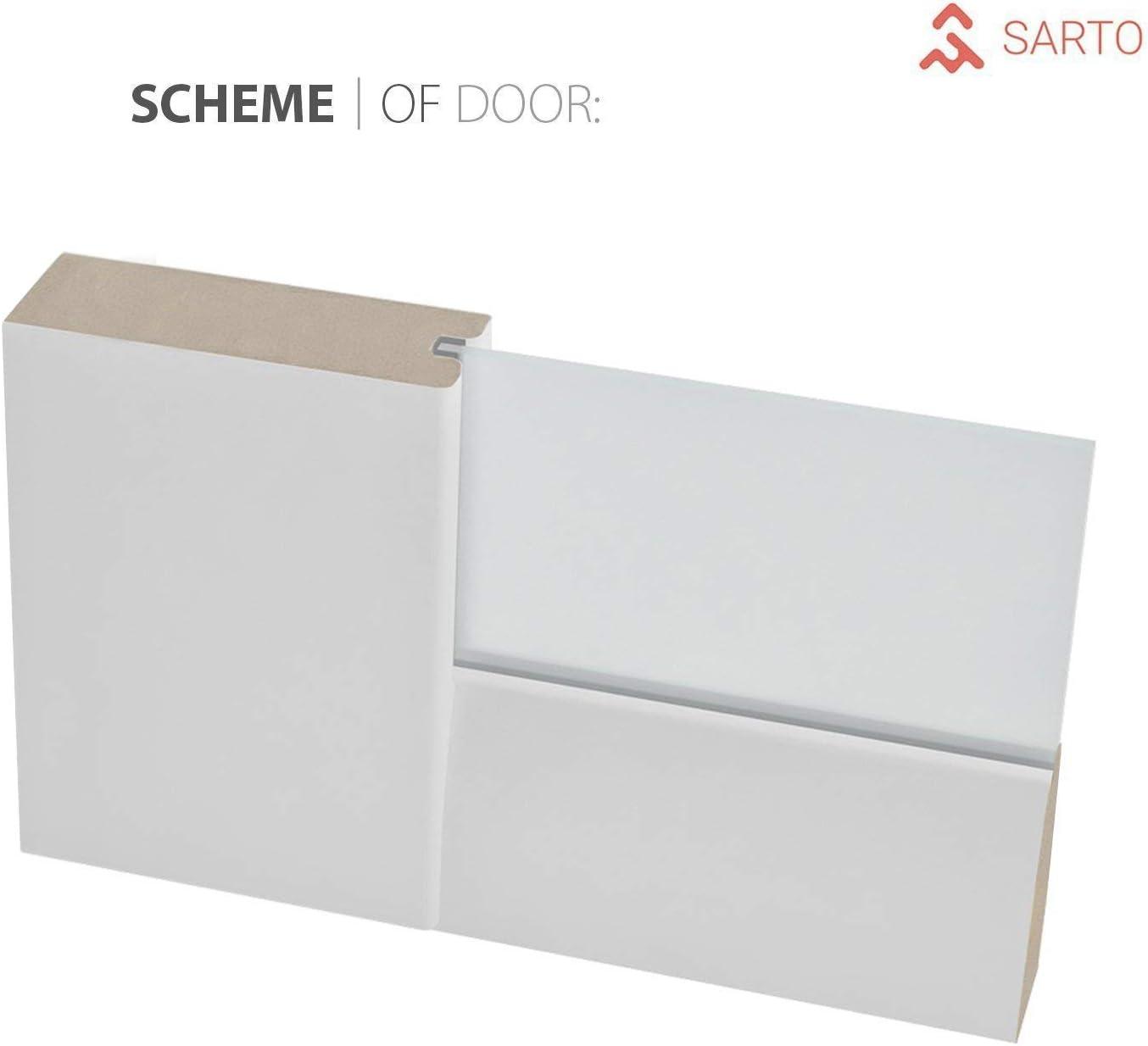 SARTODOORS Quadro Frosted Glass Sliding Closet White Door with Installation Hardware Kit